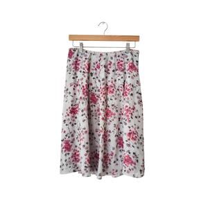 St John Sport Floral Print A-Line Midi Skirt Size 8